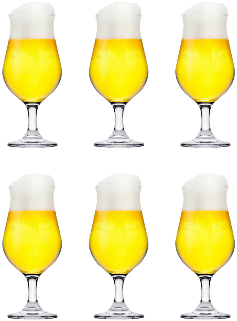 Stemmed Beer Glasses Set. Tulip Beer Glass. Cocktail Glasses. (Pack of 6)(405ml)