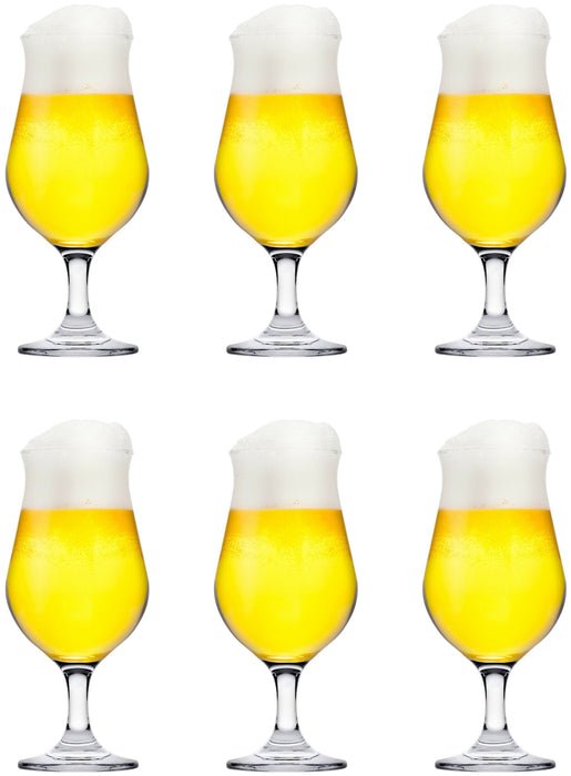 Stemmed Beer Glasses Set. Tulip Beer Glass. Cocktail Glasses. (Pack of 6)(405ml)