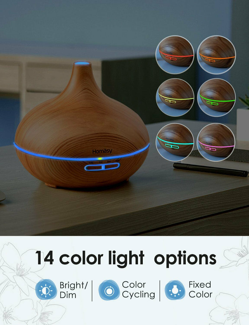 500 ml Aroma Diffuser with 6 Essential Oils. Air Purifier. Aromatherapy.