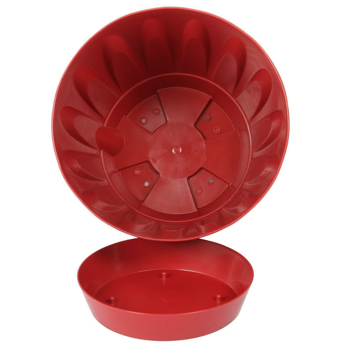 Red Plastic Round Plant Pots with Saucer. Indoor / Outdoor Flowerpot.