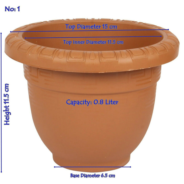 Plastic Round Flower Plant Pot & Saucer Planter. (Pack of 30)