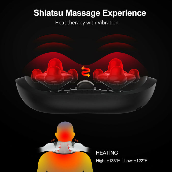 Cordless Back Massager. Shiatsu Electric Back Shoulder & Neck Massage with Heat.