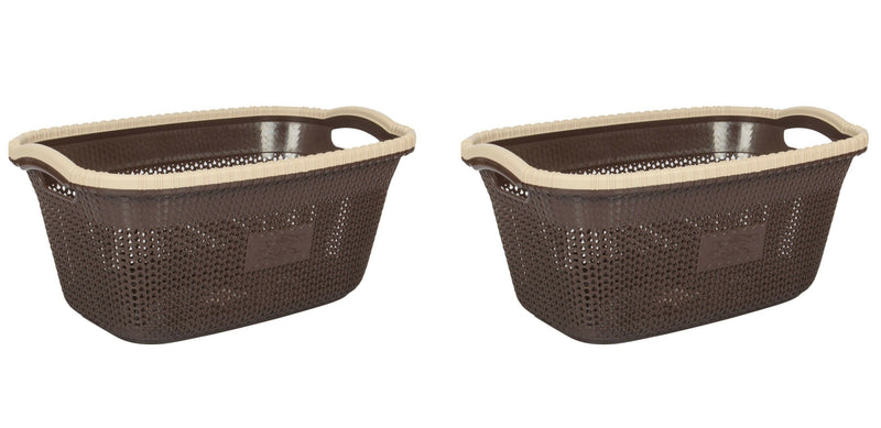 2x Rattan Style Rectangular Laundry Basket