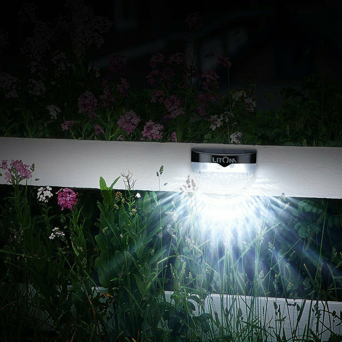 4X Solar LED Fence Garden Lights. Solar Powered Outdoor Lamp. Waterproof.