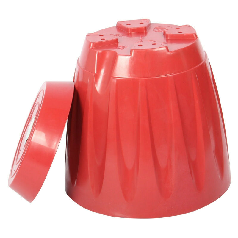 Red Plastic Round Plant Pots with Saucer. Indoor / Outdoor Flowerpot.