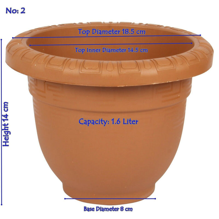Plastic Round Flower Plant Pot & Saucer Planter. (Pack of 50) (No: 2)