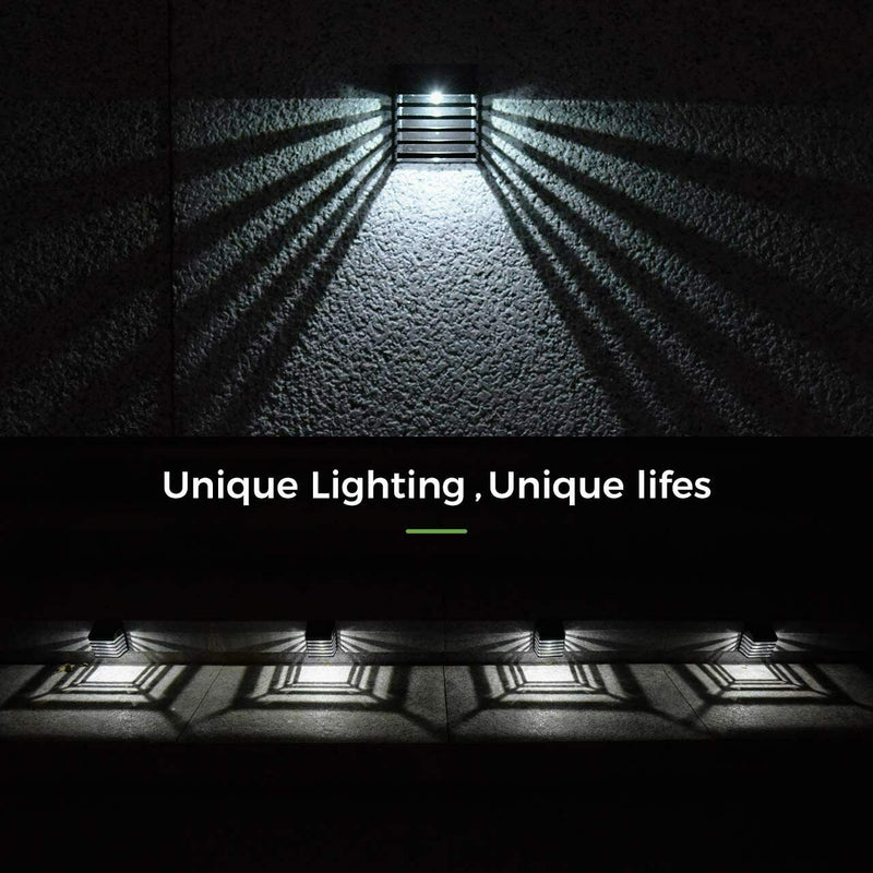 4x Solar Powered LED Door Fence Wall Lights. Outdoor Garden Step Lighting Lamp.
