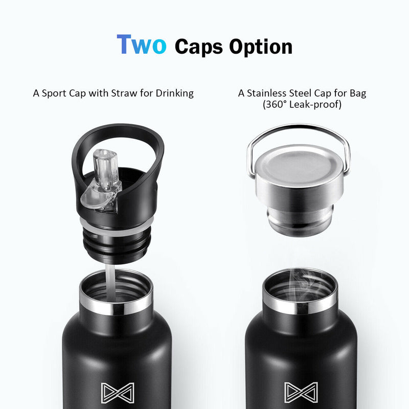 1L Stainless Steel Water Bottle. Portable&Leak-Proof. Keep Cold&Hot. Vacuum Insulated.