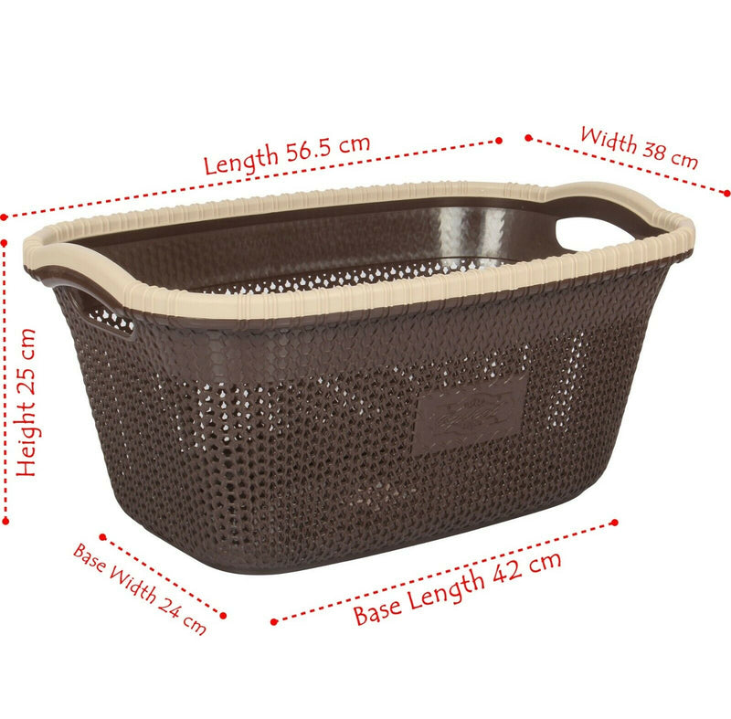 2x Rattan Style Rectangular Laundry Basket