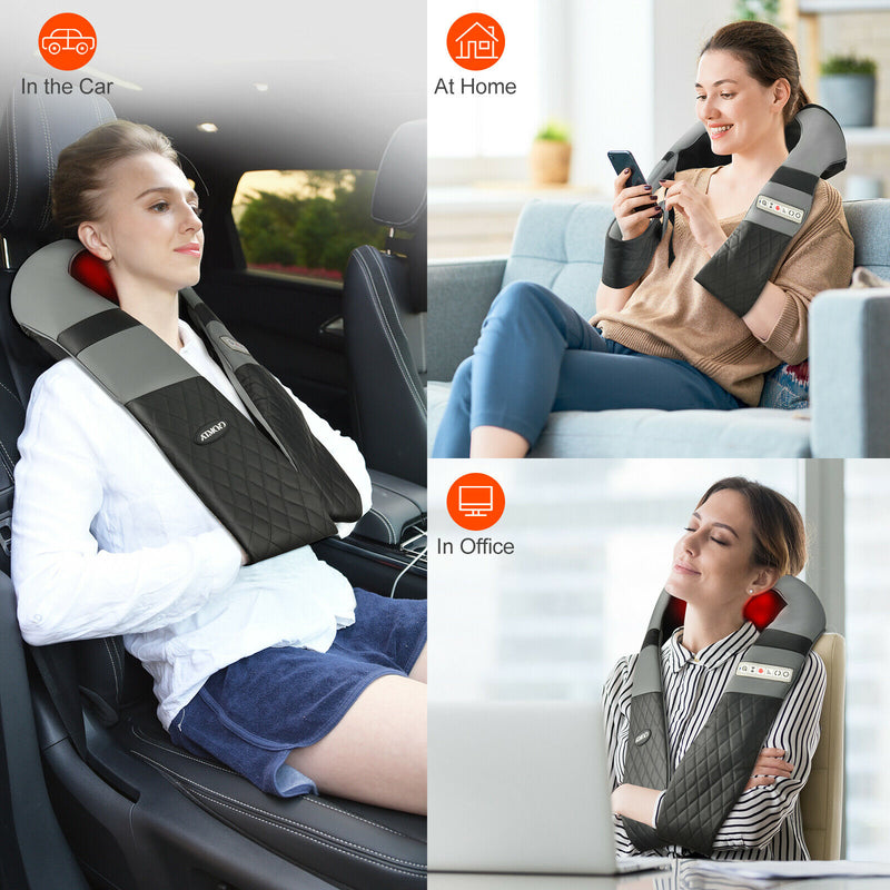 Cordless Back Massager. Shiatsu Electric Back Shoulder & Neck Massage with Heat.