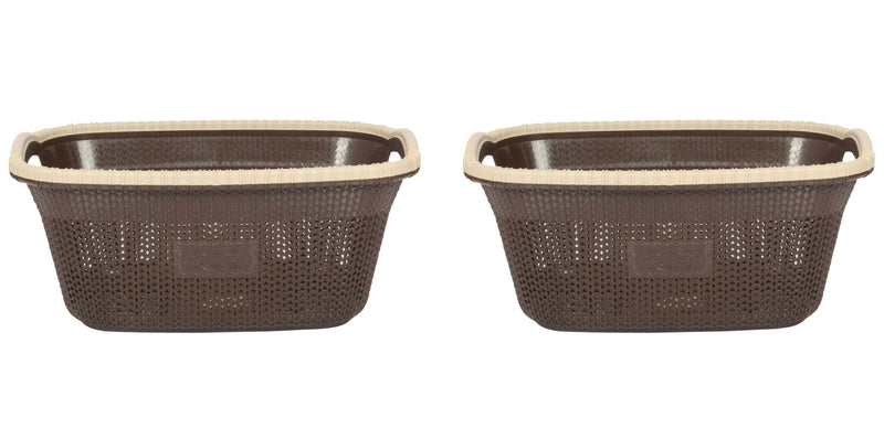 2x Rattan Style Rectangular Laundry Basket