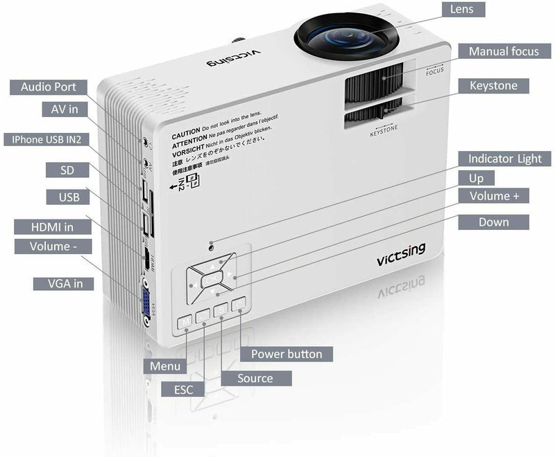 Mini Projector. Portable Video Projector for Home Theater Movie Projector.