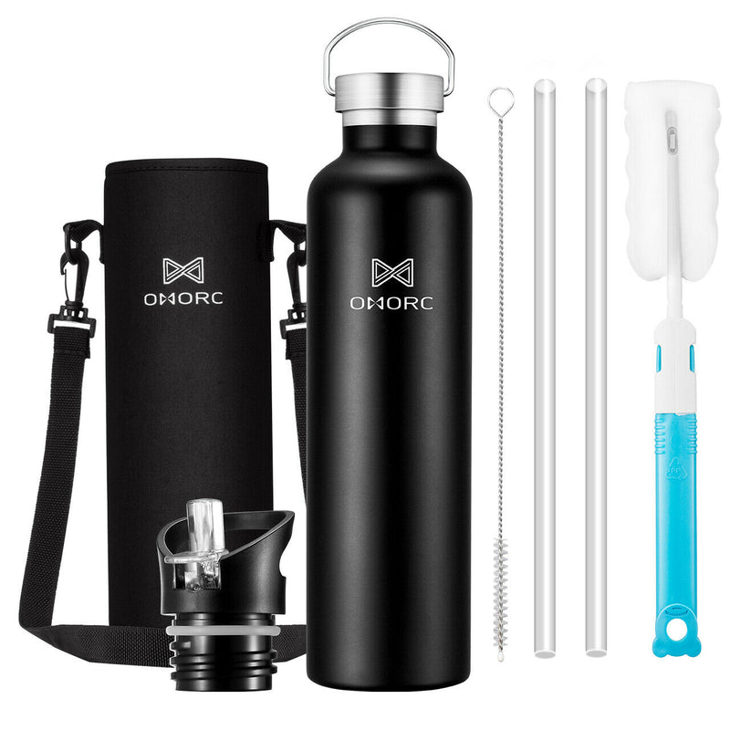 1L Stainless Steel Water Bottle. Portable&Leak-Proof. Keep Cold&Hot. Vacuum Insulated.