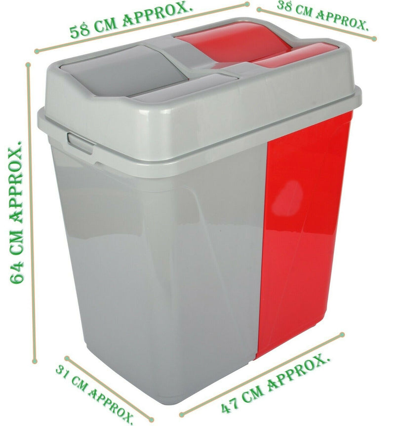 Dual Compartment Rubbish Waste Bin - 100L