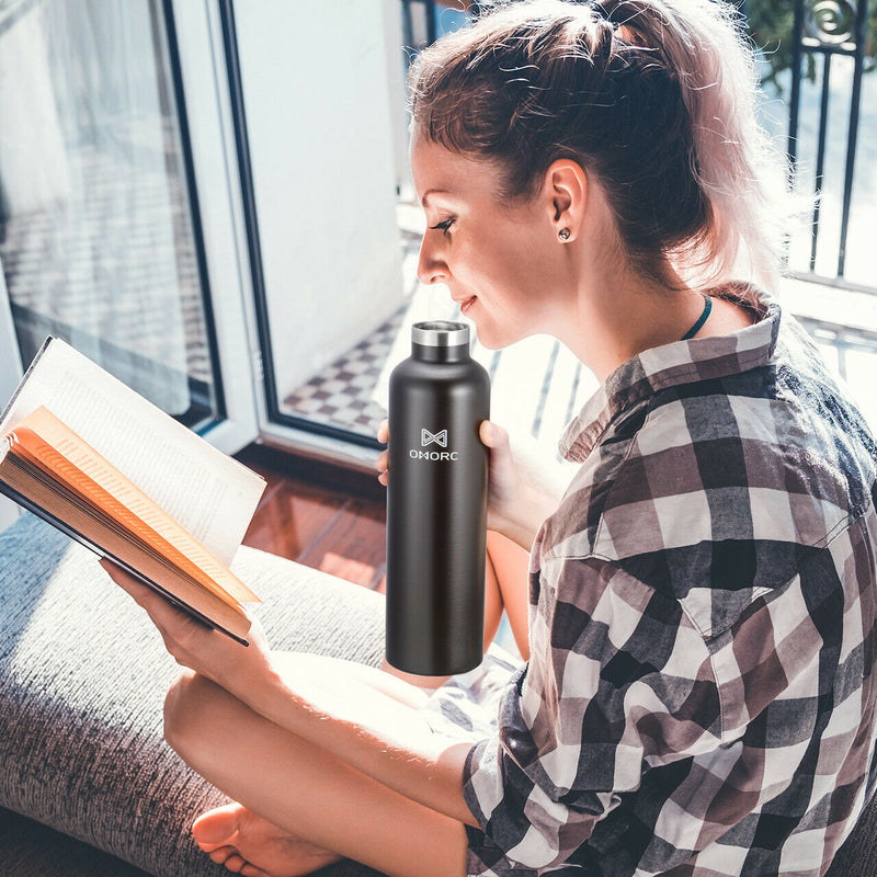 1L Stainless Steel Water Bottle. Portable&Leak-Proof. Keep Cold&Hot. Vacuum Insulated.