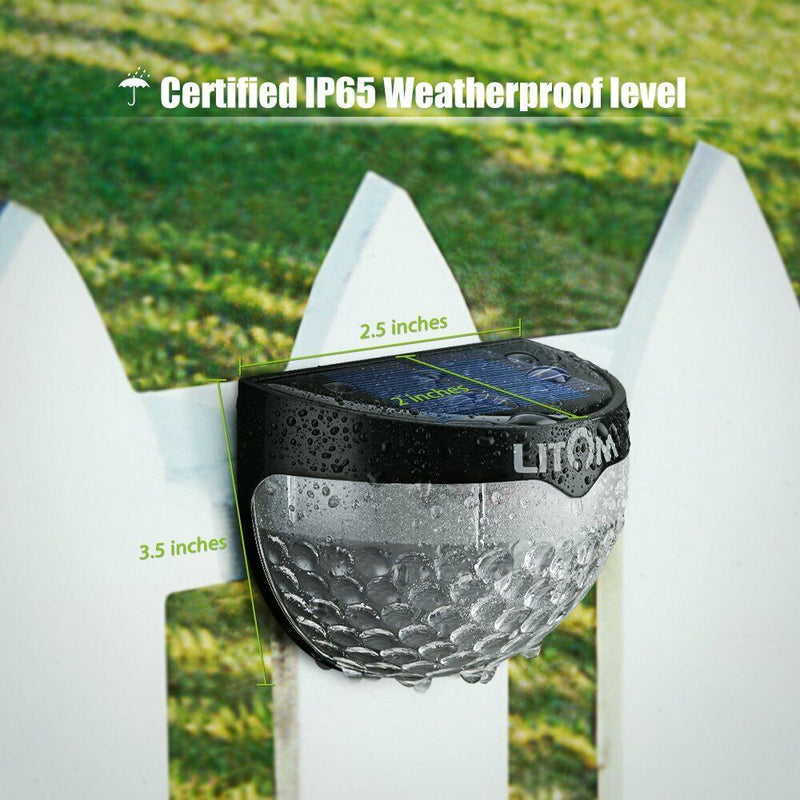 4X Solar LED Fence Garden Lights. Solar Powered Outdoor Lamp. Waterproof.