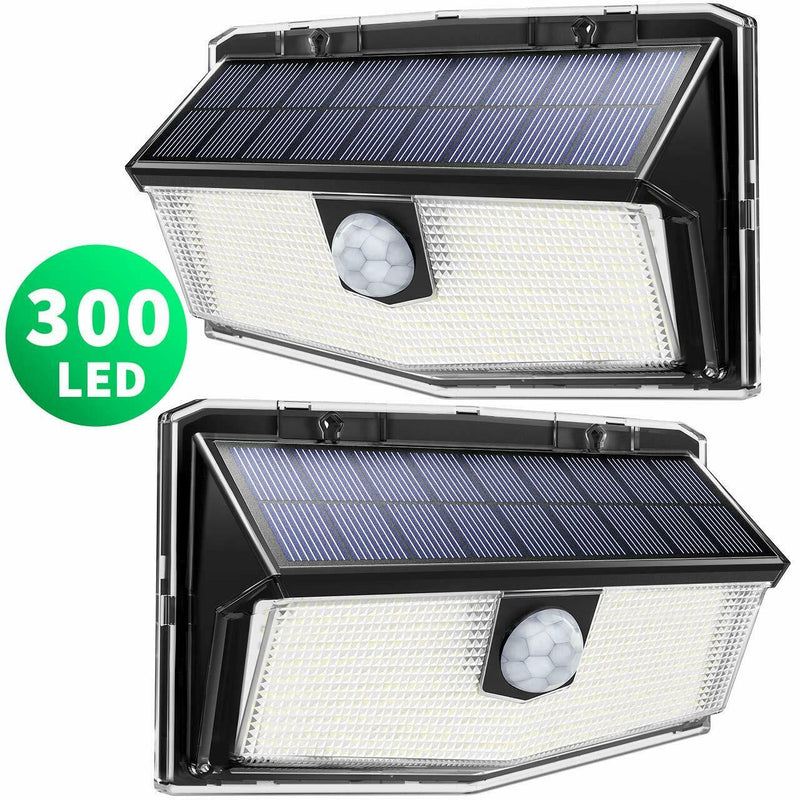 4x 300 LED Solar Power. Wall Light Motion Sensor. Outdoor Garden Lamps.