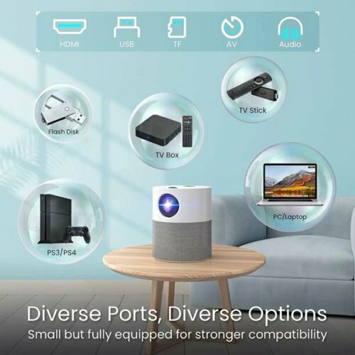 Mini WiFi Native 1080P Projector. Portable Home Theater Movie Projector.