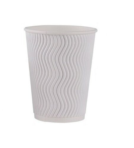 12oz White Zig Zag Ripple Hot Drink Paper Cups (Box of 500)