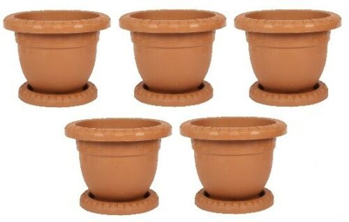 Decorative Plastic Round Flower Plant Pot and Saucer
