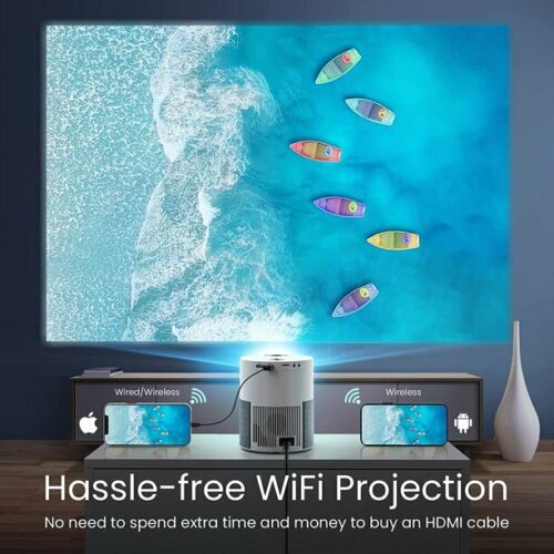 Mini WiFi Native 1080P Projector. Portable Home Theater Movie Projector.
