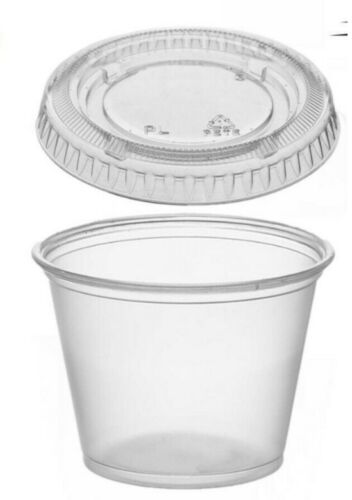 H-Pack 5.5 oz. (120 ml.) Clear Pet Portion Cup & Lid. (Box of 1000)