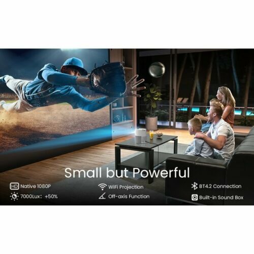 Mini WiFi Native 1080P Projector. Portable Home Theater Movie Projector.