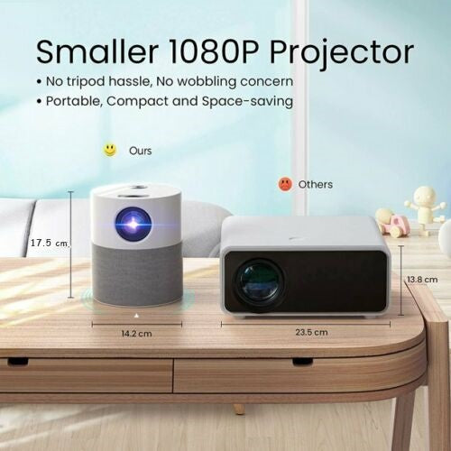 Mini WiFi Native 1080P Projector. Portable Home Theater Movie Projector.