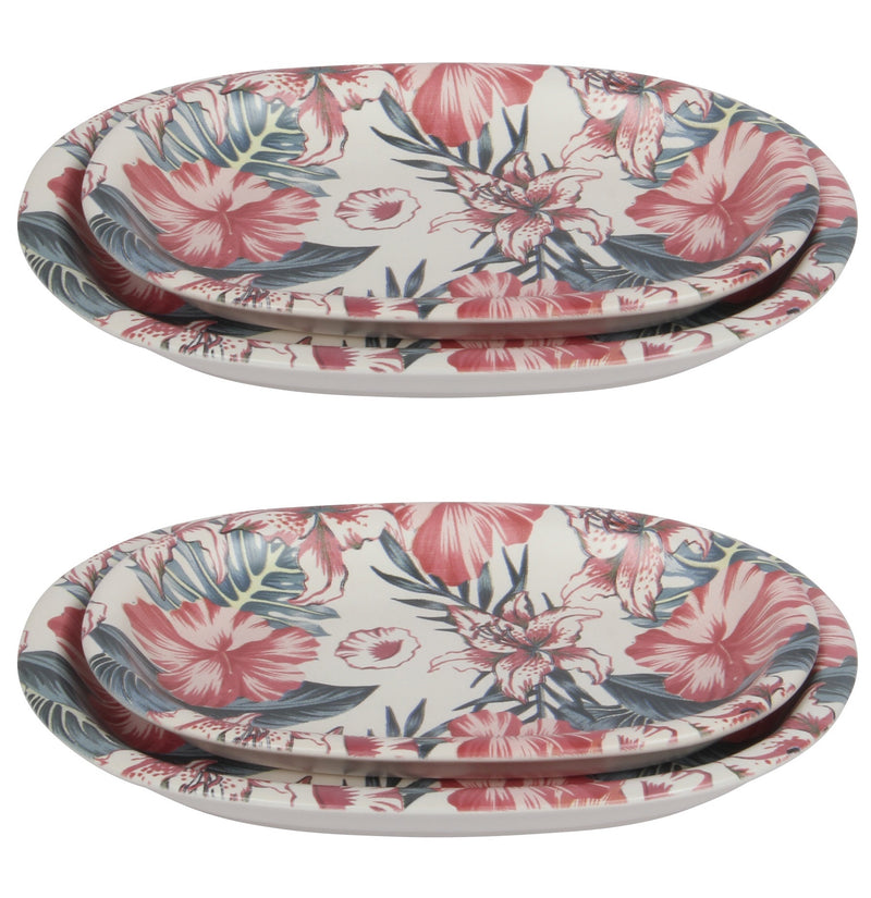 Salad Appetizer Serving Dishes. Starter Appetizer Plates. Decorative Flower Pattern. (Set of 4)