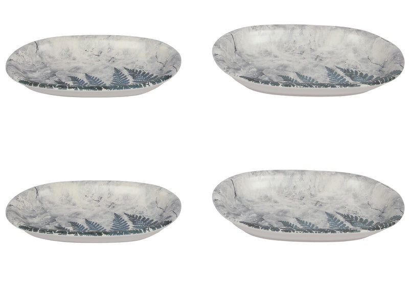Ceramic Serving Platter. Salad Appetizer Dishes. Decorative Pine Marbled Pattern. (Set of 4)