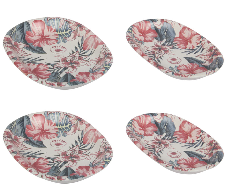 Salad Appetizer Serving Dishes. Starter Appetizer Plates. Decorative Flower Pattern. (Set of 4)