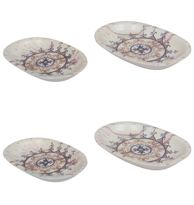 Patterned Decorative Serving Platter. 2 Different Sizes Ceramic Mezze Plates.  (Set of 4)