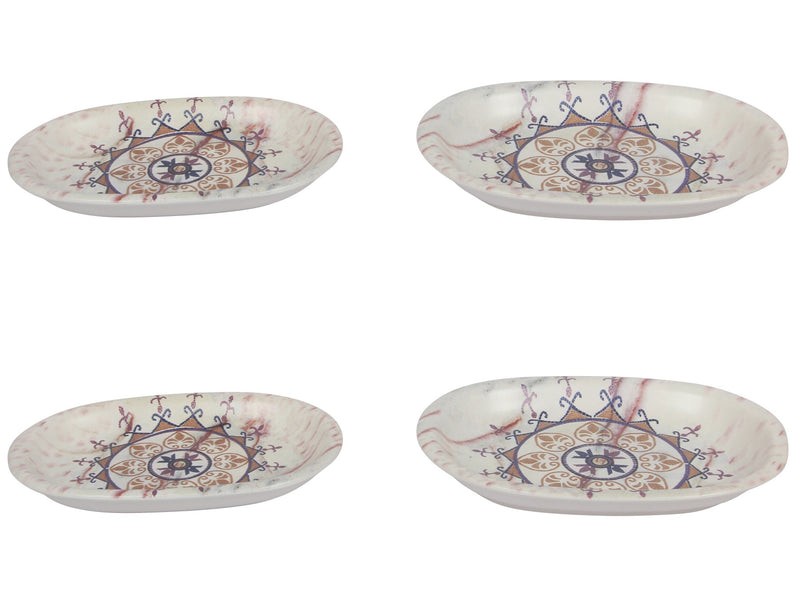 Patterned Decorative Serving Platter. 2 Different Sizes Ceramic Mezze Plates.  (Set of 4)