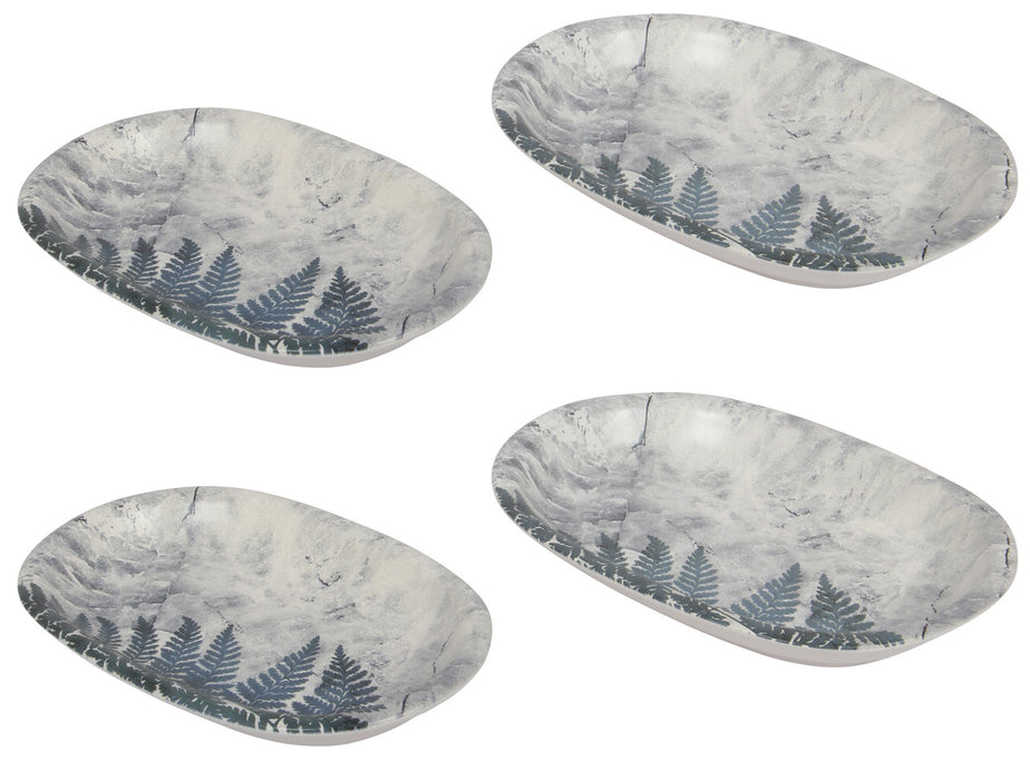 Ceramic Serving Platter. Salad Appetizer Dishes. Decorative Pine Marbled Pattern. (Set of 4)