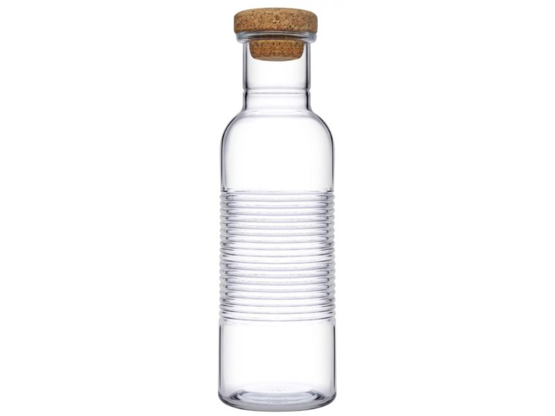 Glass Bottles. Cork Stopper Lid. Water Juice Wine Carafe. (Set of 2) (1070 ml)