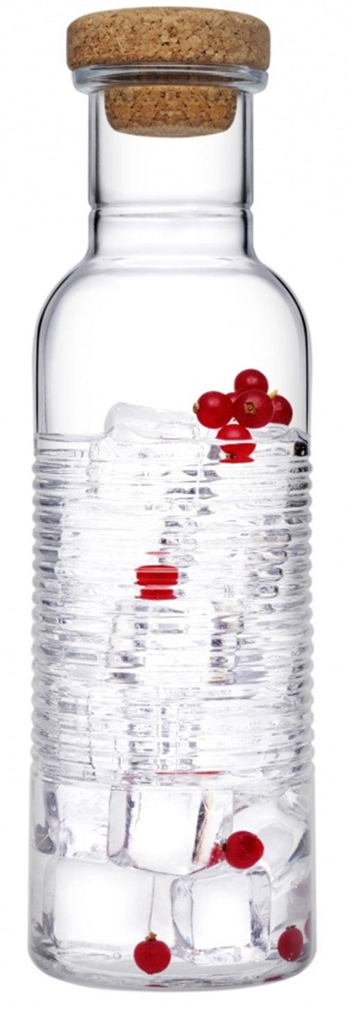 Glass Bottles. Cork Stopper Lid. Water Juice Wine Carafe. (Set of 2) (1070 ml)