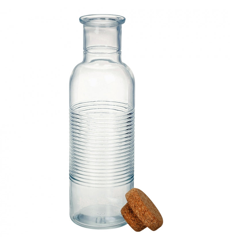 Glass Bottles. Cork Stopper Lid. Water Juice Wine Carafe. (Set of 2) (1070 ml)