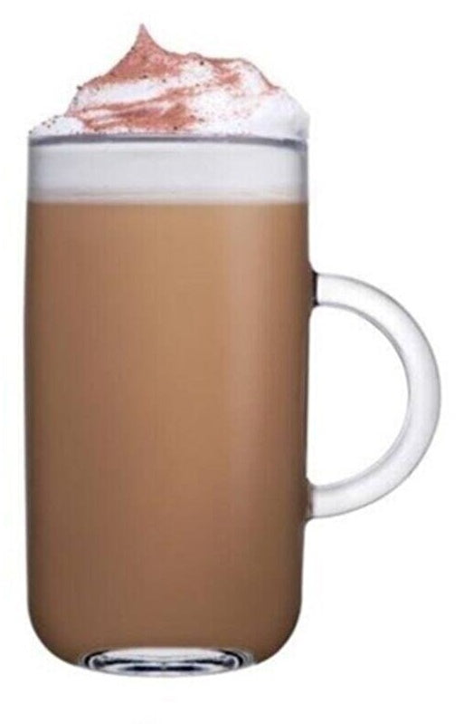 Glass Coffee Mugs. Tea Coffee Cups with Handle. Glass Mug. (Pack of 6) (270 ml)