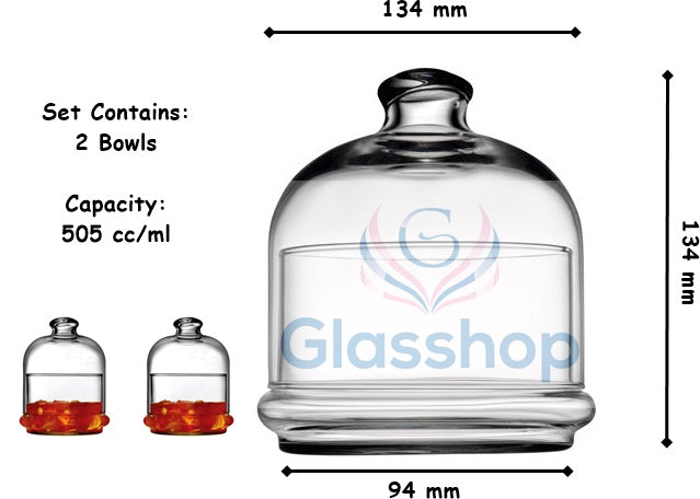 2x Glass Food Patisserie Jar with Domed Lid. Cake Macaron Cookie Containers.