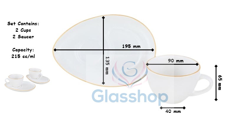 Coffee Cup & Snack Plate Set. Stoneware Matte Cups & Saucer. (White) (Set of 2)