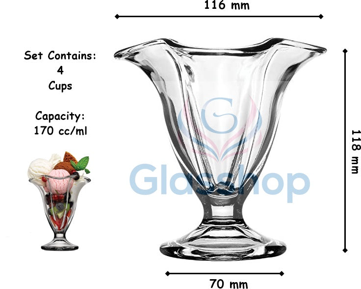 4pcs x Ice Cream Glasses Bowl. Sundae Dishes. Desert Fruit Prawn Cocktail Bowl.