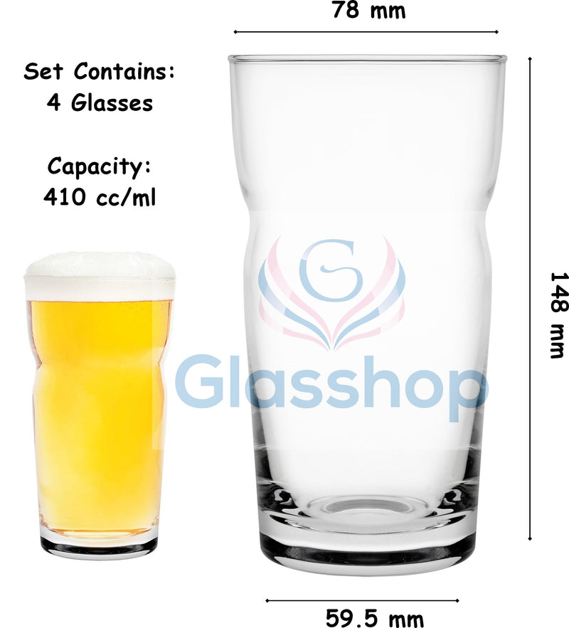 Craft Beer Glasses. Lager / IPA Beer Glass. Ale Craft Glass. (Pack of 4)(410 ml)
