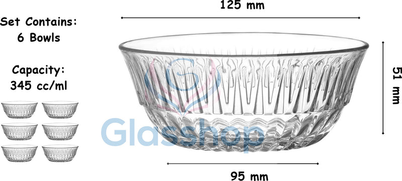 Serving Bowl Set. Dessert Sundae Fruit Trifle Dishes. (Set of 6) (345 cc/ml)