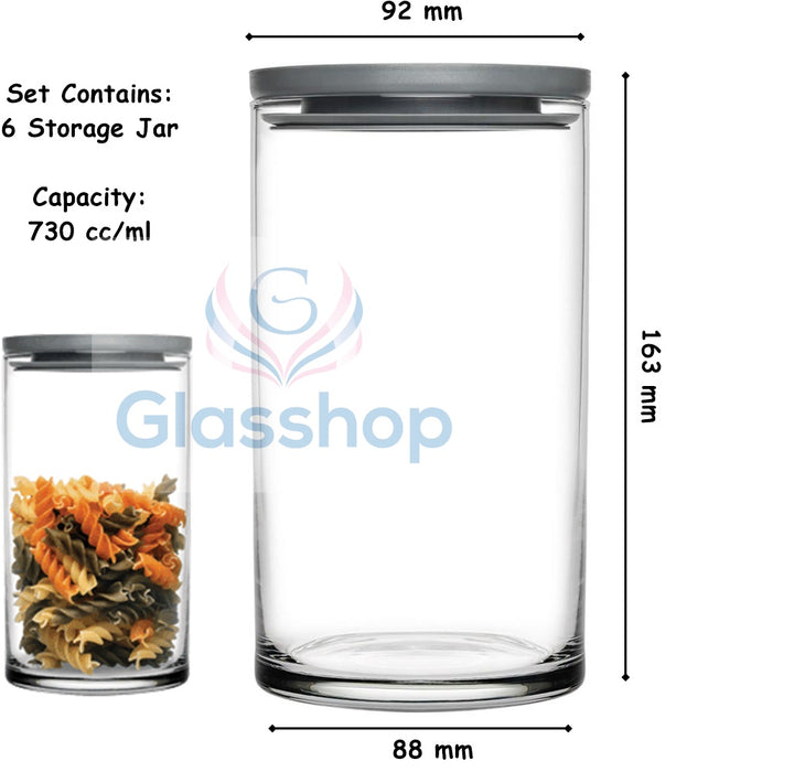 Glass Storage Jar with Vacuum Lid. (730 cc/ml) (Set of 6)