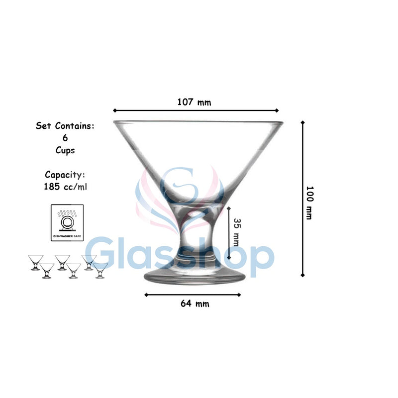 6 pcs x Ice Cream Glasses Bowl. Sundae Dishes. Desert Fruit Prawn Cocktail Bowl.