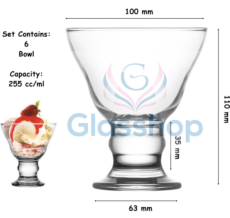 Ice Cream Glasses Bowl. Sundae Dishes. Desert Fruit Prawn Cocktail Bowl. (Pack of 6)