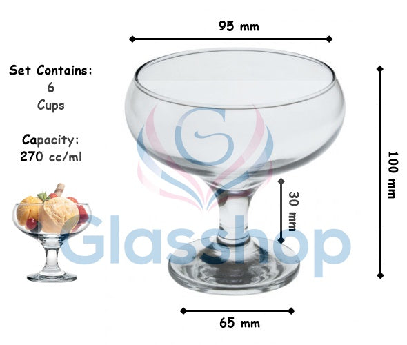 6 pcs x Ice Cream Glasses Bowl. Sundae Dishes. Desert Fruit Prawn Cocktail Bowl.