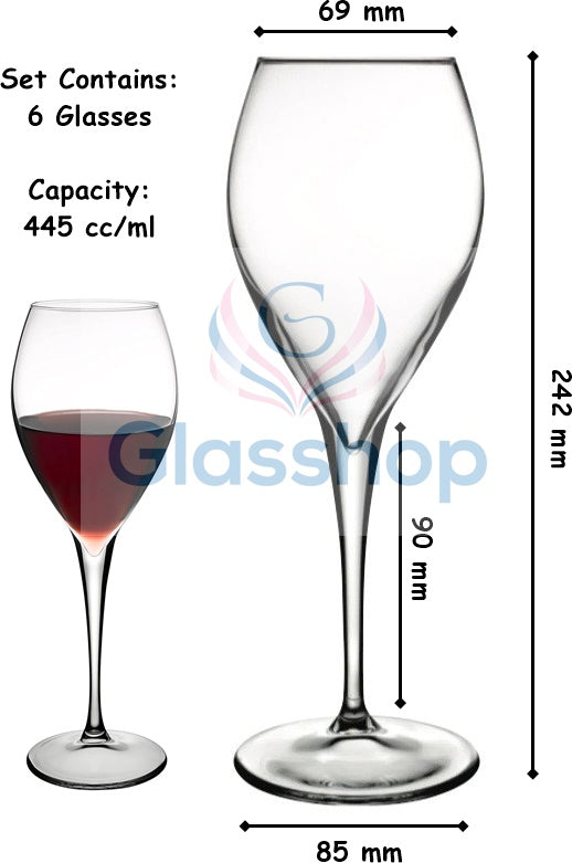 Red Wine Glasses. Large Wine Glass Set. Wine Goblet. (Pack of 6) (445 cc/ml)