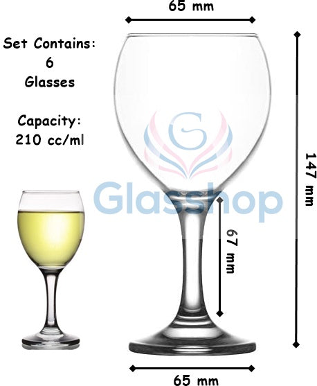 Wine Glasses Set. Red / White Wine Glasses. Wine Goblet. (Pack of 6) (210 cc)
