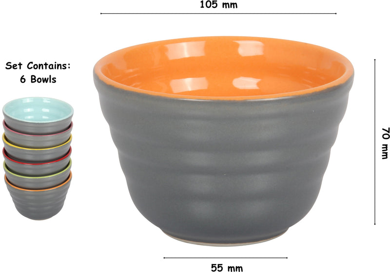 6x Small Snack Bowls for Tapas, Dessert, Nuts, Olive, Appetizer. Coloured Bowls.